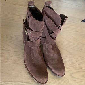 Cole Haan G Series Brown Suede Buckle Boots SZ 10B